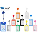 Бейдж " Basir " 54*85мм с рулеткой-ретрактором с вытяжной нитью, вертикальный, цветной ассорти (без возможности выбора цвета), пластик