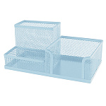 Подставка " KWELT " 3 отделения, 20*10*9,5см, металлическая, сетчатая, голубая
