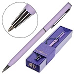 Ручка подарочная шариковая автоматическая " Bruno Visconti " Palermo синяя 0,7мм, толщина письма 0,5мм, поворотный механизм, корпус- латунь, покрытие soft touch, цвет корпуса сиреневый, металлический наконечник, металлический клип, сиреневая картонная кор