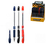 Ручка шариковая " Piano " Maxriter 0,5мм, толщина письма 0,25мм, резиновый держатель, игольчатый пишущий узел, чернила на масляной основе, 3цв (синяя - 35шт, красная - 5шт, черная - 10шт), металлический наконечник, прозрачный корпус, картонный дисплей