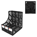 Лоток для бумаг вертикальный пластиковый 3 отделения " KWELT " серый, поле для маркировки, поставляется в разобранном виде