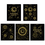 Тетрадь А5 48л клетка " Erich Krause " Magic Sky, офсет, на скобе, обложка - дизайнерский картон, тисненение золотой фольгой, скругленные углы, 5 дизайнов в спайке