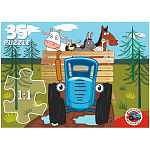 Пазлы " Рыжий кот " Макси. 35элементов Синий трактор 30*21,5см, картонная упаковка 18,3*12,8*3,8см