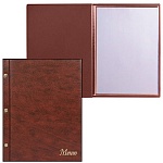 Папка " ДПС " Меню с 10 файлами, коричневая 250*320мм тиснение фольгой, винты, ПВХ
