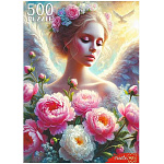 Пазлы " Рыжий кот " 500элементов Ангел с цветами 33*47см, картонная упаковка 22,8*32*3,4см