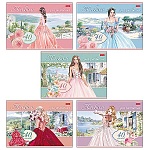 Альбом А4 40л " Hatber " Грёзы принцесс (ассорти), на скобе, обложка- мелованный картон, блок-офсет 100г/м2, 1 дизайн в спайке, 5 дизайнов в коробке