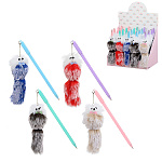 Ручка шариковая " Basir " Пушистик, синяя 0,5мм, толщина письма 0,25мм, цветной корпус, колпачок со съемным брелоком, ассорти, дисплей