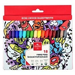 Фломастеры " Koh-i-Noor " Teenage 18цв смываемые, на водной основе, трехгранные, картонная упаковка, европодвес
