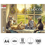 Альбом А4 40л спираль " Hatber " Выпуск №4 (асорти), обложка - мелованный картон, блок- офсет 100г/м2, перфорация, 4 дизайна в спайке