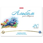 Альбом А4 20л жесткая подложка " Erich Krause " Birds с бумагой для акварели, склейка, обложка- мелованный картон, блок- офсет 180г/м2, 1 дизайн в коробке