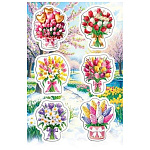 Наклейки " Мир открыток " 0-11 А6 Весенние букеты, без отделки