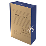 Короб архивный бумвинил на 4х завязках " deVente " А4 80мм, синий, бумвинил