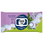 Полотенца влажные для всей семьи 60шт " Emily Style " Антибактериальные, клапан крышка