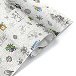 Упаковочная бумага Новогодняя тишью " Интерпак " 70см*40м в рулоне, Снежная поэзия, 18г/м2