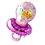 Шар фольгированный фигурный 14"/36см Соска розовая, крепится с помощью розетки на палочку (в комплект не входят)