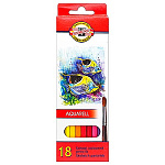 Карандаши " Koh-i-Noor " акварельные Рыбки 18цв, шестигранные, деревянные, картонная упаковка, европодвес