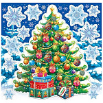 Наклейки " Мир открыток " 8-38 Новогодние- Елка, снежинки, подарки, 330*335мм