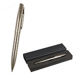 Ручка подарочная шариковая автоматическая " Bruno Visconti " Portofino синяя 1,0мм, толщина письма 0,7мм, поворотный механизм, корпус- латунь, покрытие soft touch, цвет корпуса шампань, металлический клип, черный картонный футляр