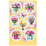 Наклейки " Мир открыток " 0-11 А6 Весенние цветы, без отделки