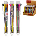 Ручка шариковая автоматическая " Basir " 8цв 0,7мм, прозрачный корпус