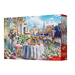 Пазлы " Рыжий кот " 500элементов Завтрак на балконе в Париже 47*33см, картонная упаковка 32*22,7*4,2см