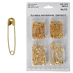 Булавки английские " Blitz " №0-4 125шт ассорти под золото железо, в наборе: №0- 60шт, №1- 30шт, №2- 20шт, №3- 10шт, №4- 5шт, блистер