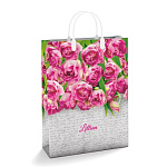 Пакет ПЭ " Интерпак " с пластиковой ручкой МП, 30*40см 150мкм Соцветие