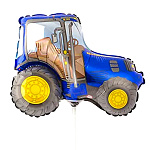 Шар фольгированный фигурный 12"/30см Трактор синий, крепится с помощью розетки на палочку (в комплект не входят)