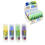 Клей-карандаш " deVente " Color Gel 15гр, основа PVP, гелевый, цвет корпуса ассорти (голубой, зеленый, фиолетовый, желтый), картонный дисплей