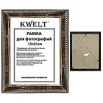 Фоторамка " KWELT " пластиковая 15*21см серия 9 темный орех, стекло, ширина багета - 16мм, золото