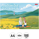 Альбом А4 40л " Hatber " Наедине с собой (ассорти), скоба, обложка - мелованный картон, ламинация soft-touch, блок-офсет- 100г/м2, 5 дизайнов в спайке