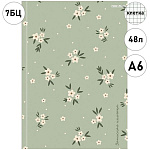 Записная книжка МАЛЫЙ ФОРМАТ А6 7БЦ 48л " Проф-Пресс " Цветочный паттерн- 12, клетка, обложка - глянцевый ламинированный картон, лен, сшивка