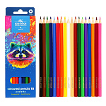 Карандаши цветные деревянные Racoon 18цв " Koh-i-Noor " шестигранные, картонная упаковка, европодвес