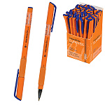 Ручка шариковая " Bruno Visconti " BasicWrite.Summer, синяя 0,7мм, рифленый резиновый держатель, металлический наконечник, цвет корпуса оранжевый, картонная упаковка