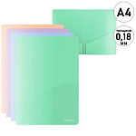 Папка-уголок " Erich Krause " А4 Matt Pastel Bloom с 2 карманами, ассорти, непрозрачная, пластик 0,18мм, текстура поверхности- песок