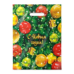 Пакет Новогодний ПЭ " Интерпак " с вырубной ручкой ПВД, 30*40см 30мкм Ёлка