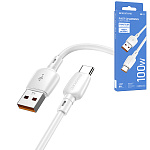 Кабель сетевой USB - Type-C " Borofone " BX93 Super power белый, круглый, 1м, 6,0А, PD, 100Вт, силикон