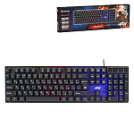 Клавиатура " Defender " Arx GK-196L черная, мембранная, RGB подсветка, проводное подключение USB, 1,5м, картонная упаковка