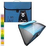 Портфель " KWELT " А4 13 отделений, цвет - ассорти, текстиль, с ручкой, индексные ярлычки, прошивка по периметру, застежка-замок