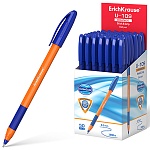 Ручка шариковая " Erich Krause " Ultra Glide Technology U-109 Orange Stick&Grip синяя 0,7мм, толщина письма 0,26мм, треугольная, рифленый держатель, игольчатый пишущий узел, оранжевый корпус, картонная упаковка