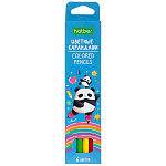 Карандаши цветные деревянные ECO Плюшевые панды 06цв " Hatber " шестигранные, картонная упаковка, европодвес