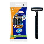 Станок " BIC " Pivot одноразовый 4шт с тремя лезвием, пакет, европодвес