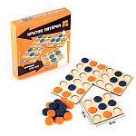 Игра настольная " Задира " Шашки, состав: 4 поля 12*12см, деревянные, шашки пластиковые: 18 синих и 18 оранжевых, в коробке