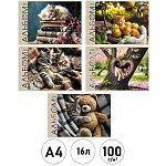 Альбом А4 16л " Hatber " ECO Маленькие мурлыки (ассорти), на скобе, обложка - плотная офсетная бумага, блок-офсет- 100г/м2, 5 дизайнов в спайке