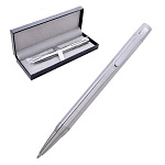 Ручка шариковая " Mazari " Elatio S синяя 0,7мм сменный стержень 98мм, пулевидный пишущий узел, поворотный механизм, металлический корпус, упаковка - футляр