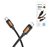 Кабель сетевой Lightning - Type-C " Borofone " BX114 Structure чёрный, круглый, 1м, 3,0А, PD, 27Вт, силикон