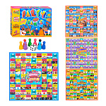 Игра настольная " Русский стиль " Party games 4в1 от 9 лет, состав набора: игровое поле, фишки, кубик, правила игры, картонная коробка