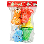 Ёлочное украшение " KWELT " Разноцветные колокольчики с блестками 6*6,5см 6шт, пакет, европодвес