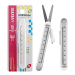 Ножницы " deVente " Compact 15,4см металлические, складные, футляр с линейкой, белые, картонная упаковка, европодвес