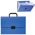 Папка-портфель " Attomex " А4 6 отделений, синий, на замке, пластик 0,7мм, текстура поверхности- песок, непрозрачный